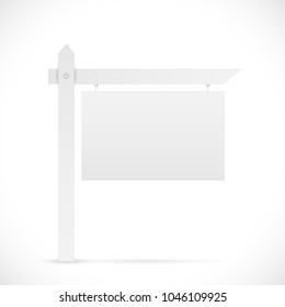 Illustration Of A Blank Real Estate Sign Isolated On A White Background.