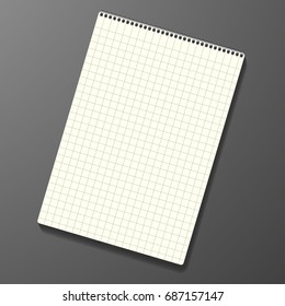 Illustration of Blank Realistic Spiral Notepad Notebook. Vertical blank Copybook With Metallic Silver Spiral