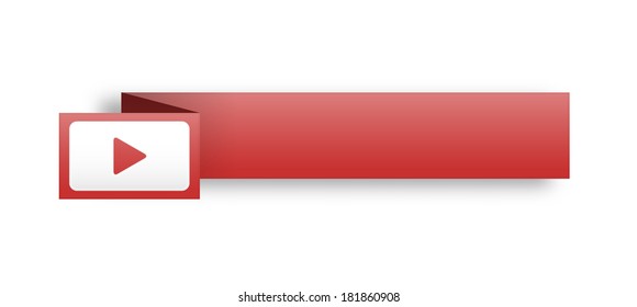 the illustration of blank red rectangle label with arrow icon / the rectangular template with arrow / the empty label with shadow