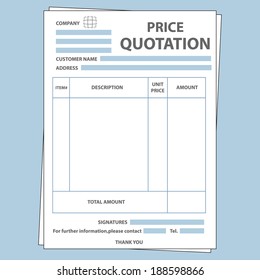 Illustration Of Blank Sale Price Quotation Form