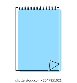 Illustration of blank simple light blue ring notepad
