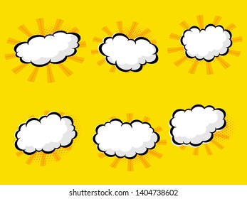 illustration of blank speech bubble with halftone dots comic book, pop art vector background