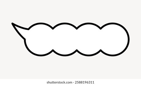 Illustration of a blank speech bubble with a simple, rounded design. The speech bubble is empty, outlined in black, and ready for text or dialogue. Communication vector element.
