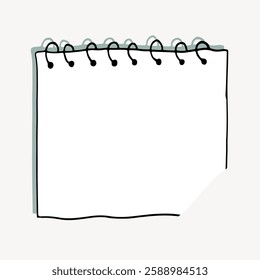 Illustration of a blank spiral notebook page. Simple notebook design with spiral binding. Ideal for notes, sketches, or lists. Blank page for creativity. Frame vector with copy space.