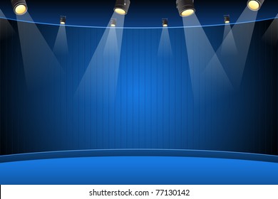 illustration of blank stage for performance with spot light