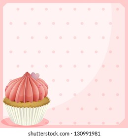Ilustración de una papelería en blanco con un cupcakes