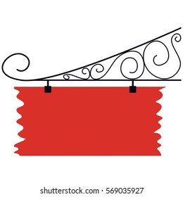 Illustration of Blank Store Signage Hanging