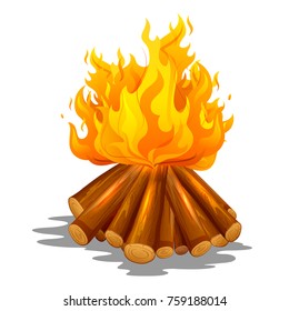 illustration of blazing bonfire inferno fire on wood for outdoor camping or Lohri celebration