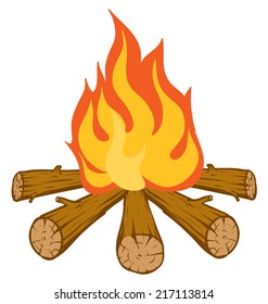 An Illustration of a Blazing orange and red campfire