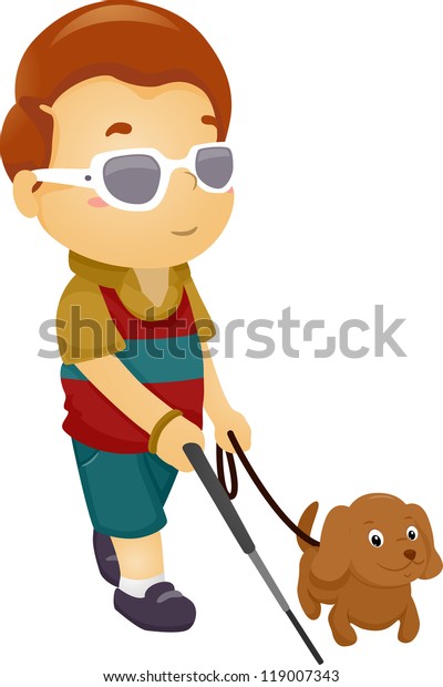 Illustration Blind Boy Being Guided By Stock Vector (Royalty Free ...