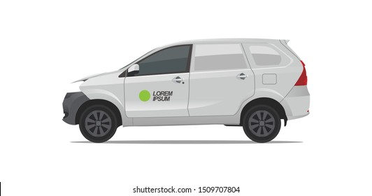 Illustration of Blind van mpv, company transport vehicle and car branding vector