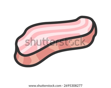 Illustration of block bacon icon (line drawing color).