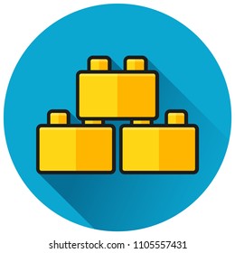 Illustration of blocks circle blue flat  icon