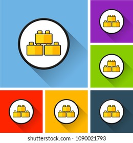 Illustration of blocks icons with long shadow