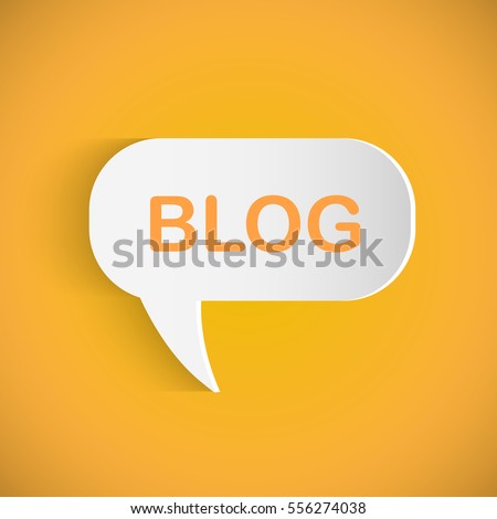 Illustration of a Blog chat bubble on a colorful orange background.