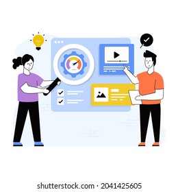 Illustration of Blog Optimization in a trendy flat style 