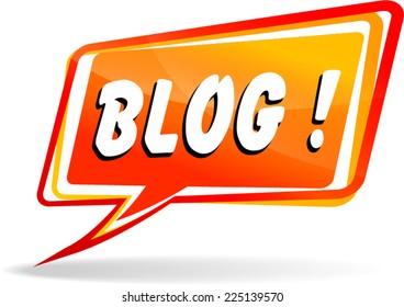 Illustration of blog orange speech on white background