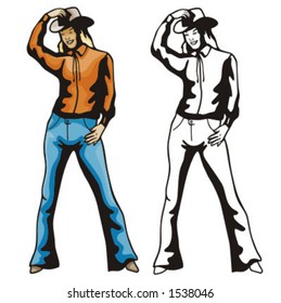 Illustration of a blond cowgirl.