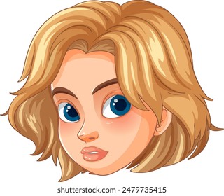 Illustration of a blonde cartoon character's face