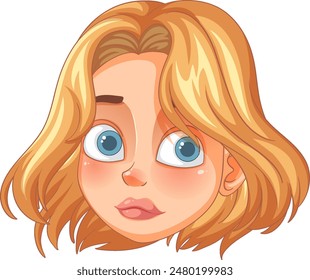 Illustration of a blonde character with blue eyes