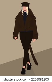 Illustration of a blonde in a hat, short jacket, leggings and sneakers
Vector flat image of a blonde in warm clothes. Girl in a hat, short jacket, sweater, leggings and sneakers. Design for avatars, p