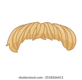 Ilustração de um bigode loiro em estilo cartoon, isolado. Ideal para temas de humor e estilo masculino.