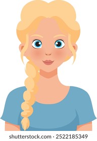 Ilustración de una mujer rubia con ojos azules