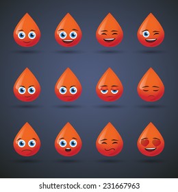 Illustration of a blood avatar expression set