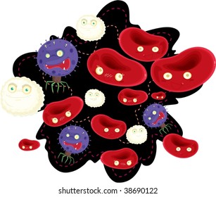 Illustration Of Blood Cells On White