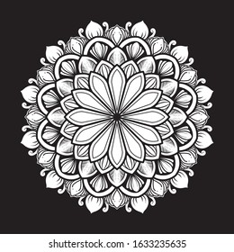 illustration of a blooming flower with a mandala pattern