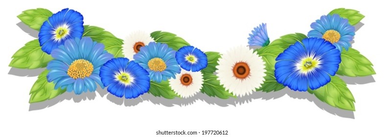 Illustration of the blooming flowers on a white background