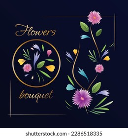 Illustration of a blooming set of flowers