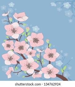 illustration of blooming  tree, vector, eps 10