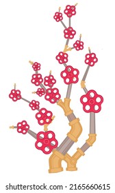 Illustration of blossoming water pipes. It can be used as a T-shirt print