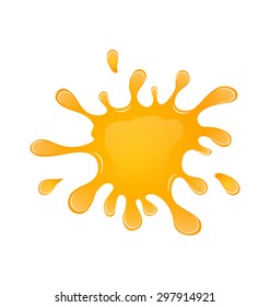 Illustration Blot of Orange Drink Spilled, Isolated on White Background - Vector