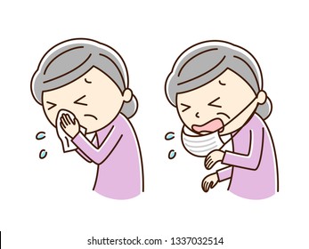 Illustration of blow one's nose and sneeze.