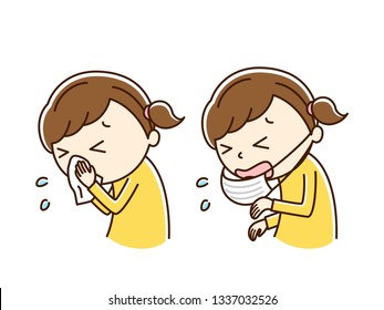 Illustration of blow one's nose and sneeze.