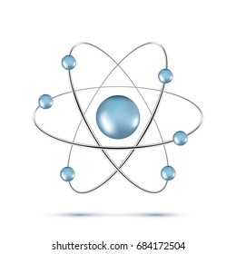 illustration of blue atom molecule isolated on white background