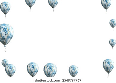 illustration of blue balloons on a white background, perfect for festive and celebratory designs. Ideal for invitations, greeting cards, and party decorations. High-quality, vibrant, and cheerful.