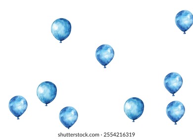 illustration of blue balloons on a white background, perfect for festive and celebratory designs. Ideal for invitations, greeting cards, and party decorations. High-quality, vibrant, and cheerful.