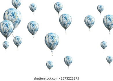 illustration of blue balloons on a white background, perfect for festive and celebratory designs. Ideal for invitations, greeting cards, and party decorations. High-quality, vibrant, and cheerful.