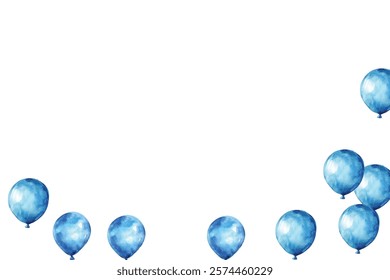 illustration of blue balloons on a white background, perfect for festive and celebratory designs. Ideal for invitations, greeting cards, and party decorations. High-quality, vibrant, and cheerful.