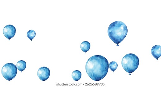 illustration of blue balloons on a white background, perfect for festive and celebratory designs. Ideal for invitations, greeting cards, and party decorations. High-quality, vibrant, and cheerful.