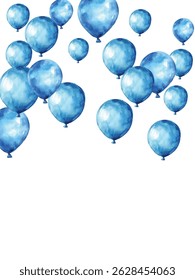 illustration of blue balloons on a white background, perfect for festive and celebratory designs. Ideal for invitations, greeting cards, and party decorations. High-quality, vibrant, and cheerful.