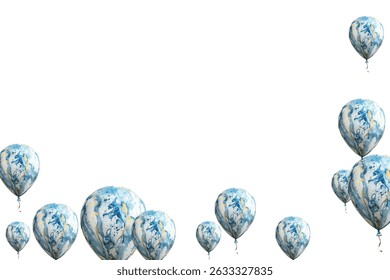 illustration of blue balloons on a white background, perfect for festive and celebratory designs. Ideal for invitations, greeting cards, and party decorations. High-quality, vibrant, and cheerful.