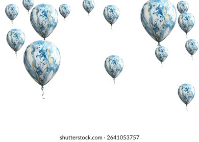 illustration of blue balloons on a white background, perfect for festive and celebratory designs. Ideal for invitations, greeting cards, and party decorations. High-quality, vibrant, and cheerful.