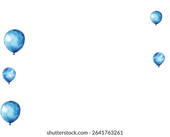 illustration of blue balloons on a white background, perfect for festive and celebratory designs. Ideal for invitations, greeting cards, and party decorations. High-quality, vibrant, and cheerful.