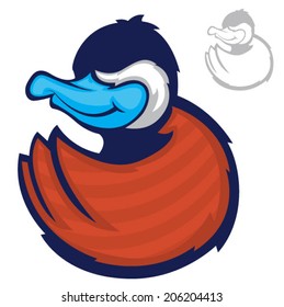 Illustration of a blue billed duck character/Vector Duck Mascot