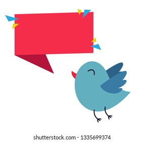 Illustration of Blue Bird with blank bubble talk icon