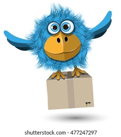 Illustration of Blue Bird with a box